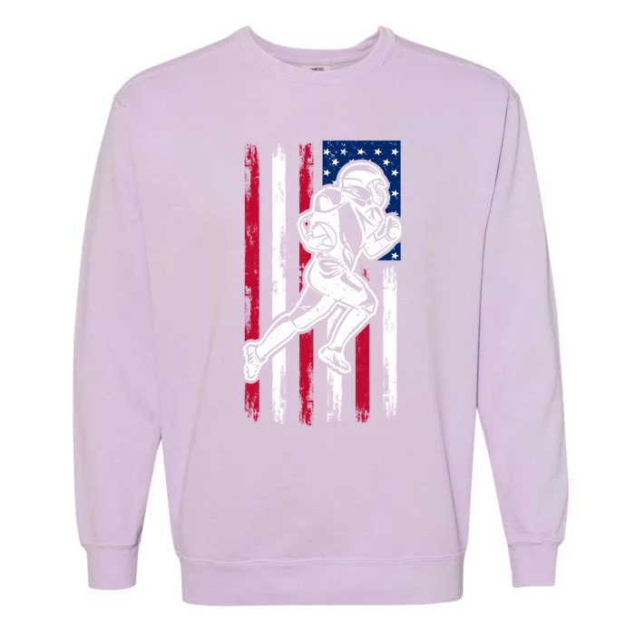 American Football Team Gift Us American Flag Football Meaningful Gift Garment-Dyed Sweatshirt