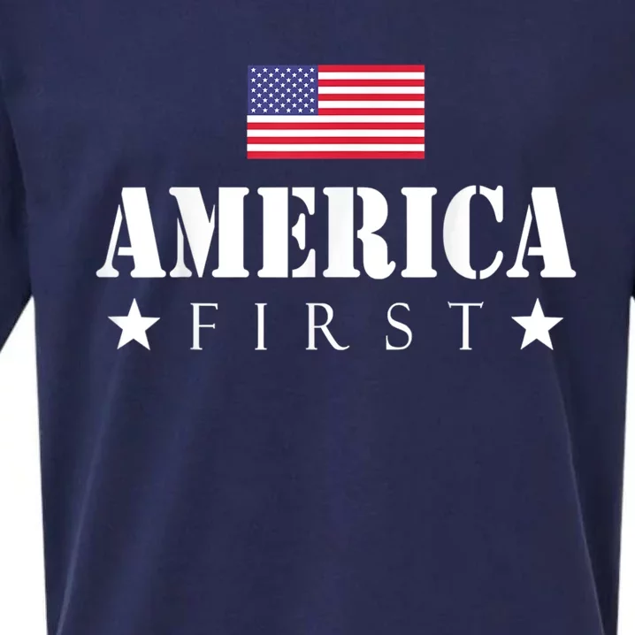 America First Trump 2024 America First, 4th July Day Sueded Cloud Jersey T-Shirt