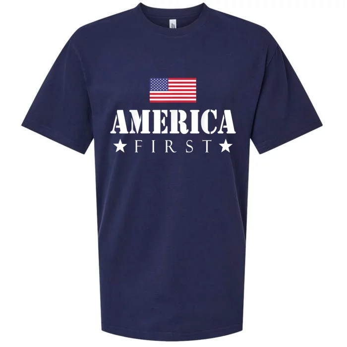 America First Trump 2024 America First, 4th July Day Sueded Cloud Jersey T-Shirt