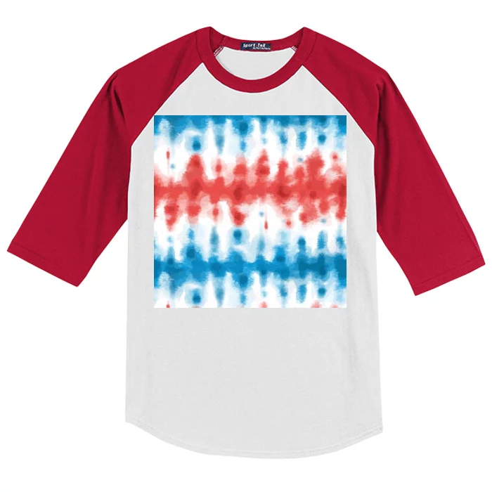 American Flag Tye Die Pattern Kids Colorblock Raglan Jersey