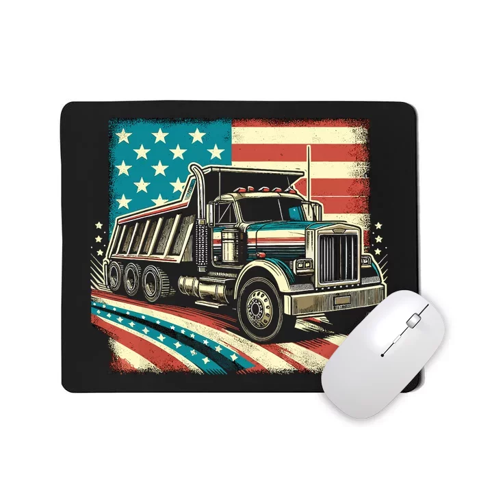 American Flag Trucker Dump Truck Driver Mousepad