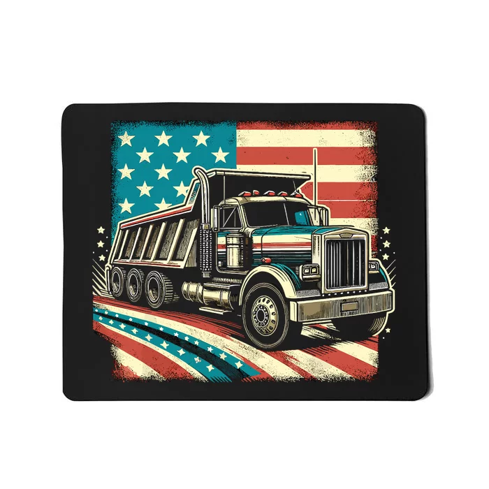 American Flag Trucker Dump Truck Driver Mousepad