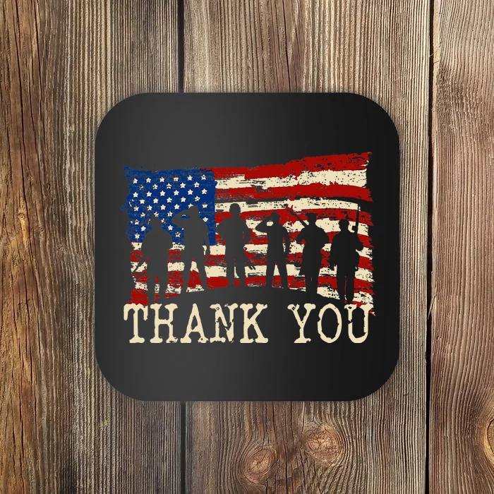 American Flag Thank You Veterans Proud Veteran Coaster