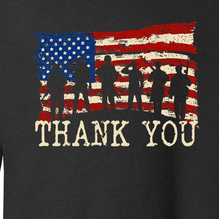 American Flag Thank You Veterans Proud Veteran Toddler Sweatshirt