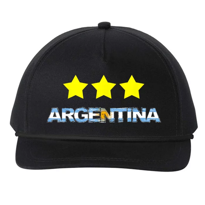 Argentina Flag Three Stars Snapback Five-Panel Rope Hat