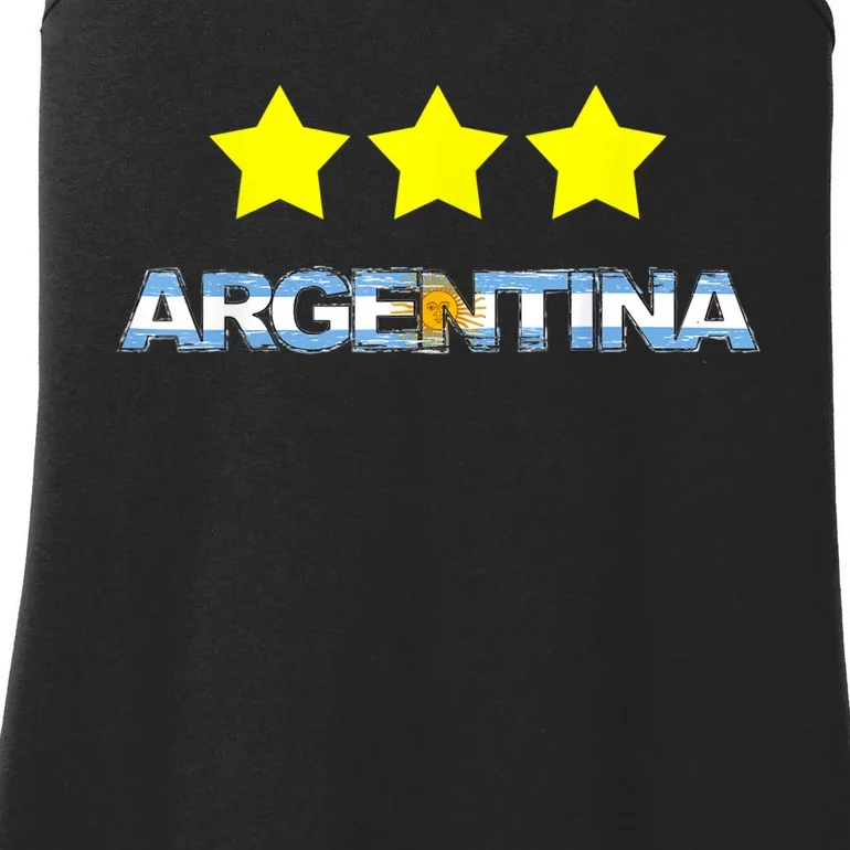 Argentina Flag Three Stars Ladies Essential Tank