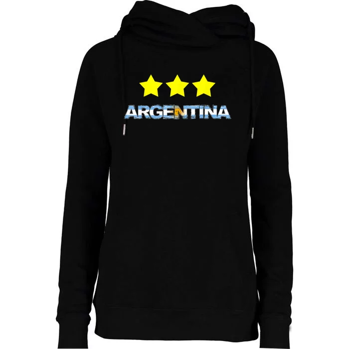 Argentina Flag Three Stars Womens Funnel Neck Pullover Hood