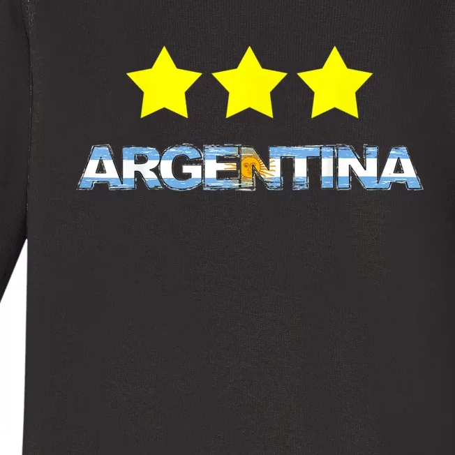 Argentina Flag Three Stars Baby Long Sleeve Bodysuit