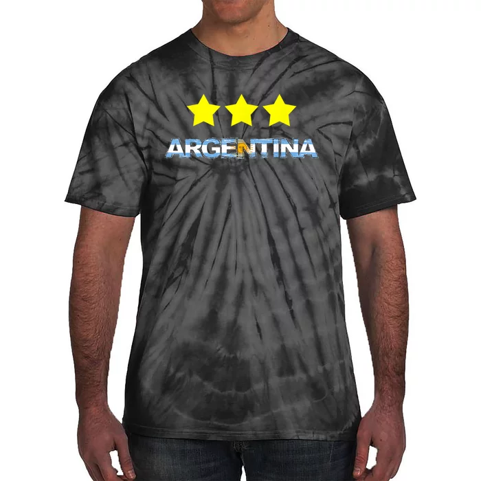 Argentina Flag Three Stars Tie-Dye T-Shirt