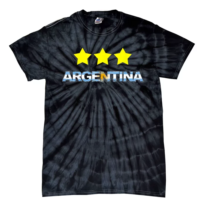 Argentina Flag Three Stars Tie-Dye T-Shirt