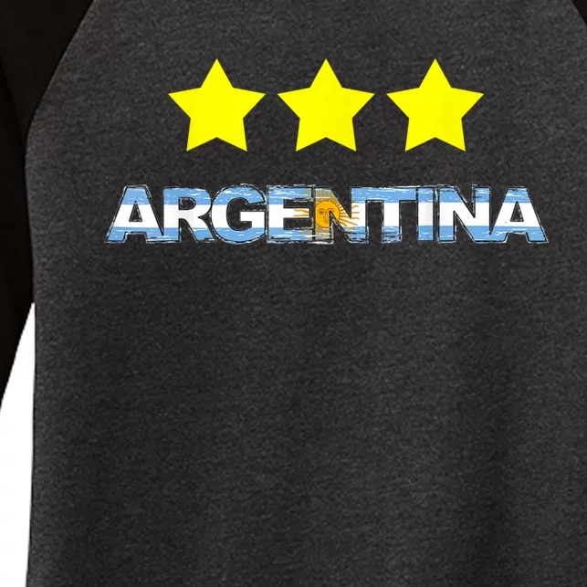 Argentina Flag Three Stars Women's Tri-Blend 3/4-Sleeve Raglan Shirt