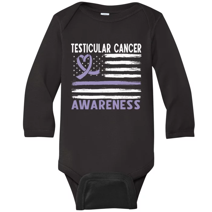 American Flag Testicular Cancer Awareness Baby Long Sleeve Bodysuit