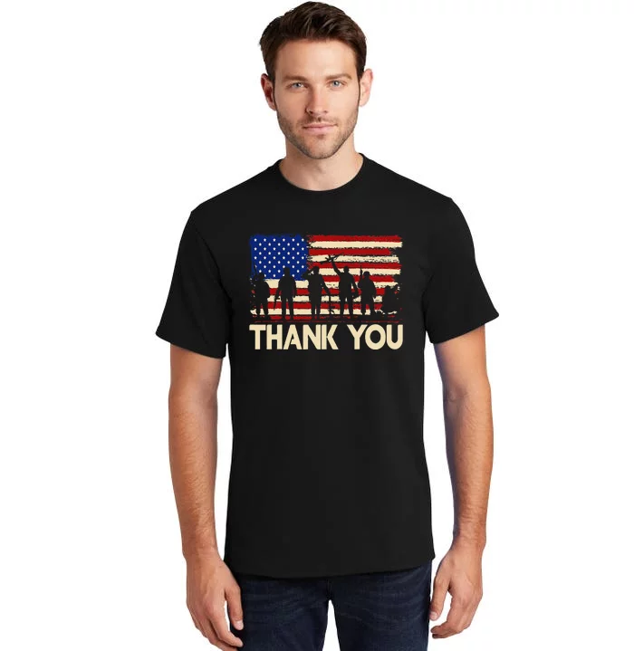 American Flag Thank You Veterans Memorial Day Tall T-Shirt