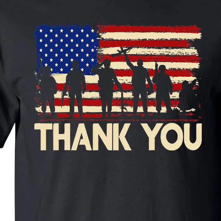 American Flag Thank You Veterans Memorial Day Tall T-Shirt