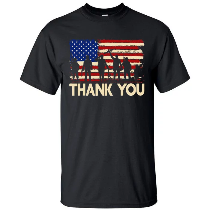 American Flag Thank You Veterans Memorial Day Tall T-Shirt