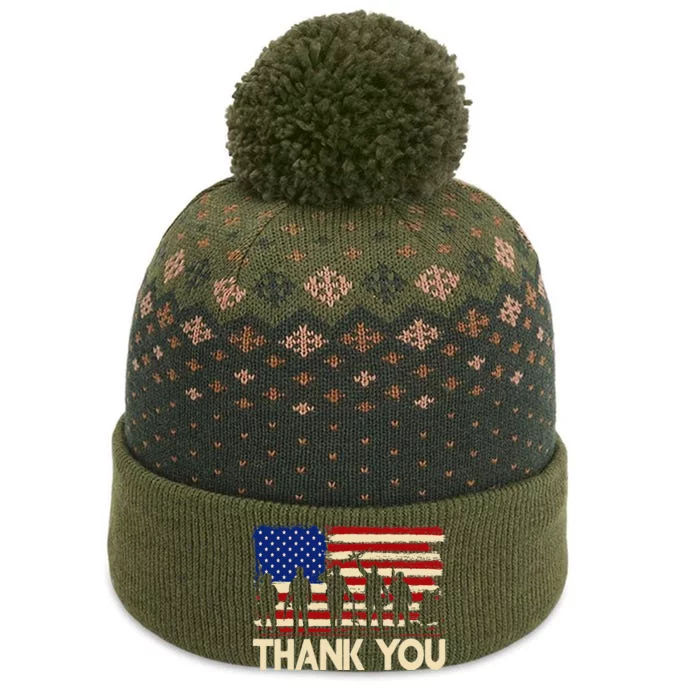 American Flag Thank You Veterans Memorial Day The Baniff Cuffed Pom Beanie