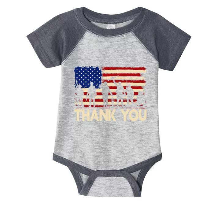 American Flag Thank You Veterans Memorial Day Infant Baby Jersey Bodysuit