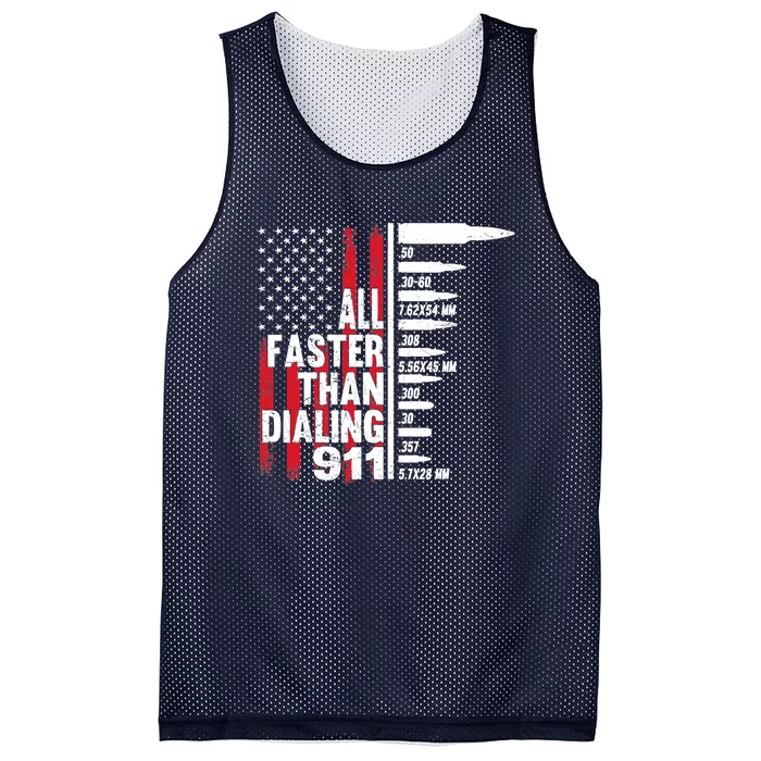 All Faster Than Dialing 911 American Flag Gun Lover Mesh Reversible Basketball Jersey Tank