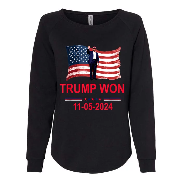 American Flag Trump Won 2024 Gift Womens California Wash Sweatshirt