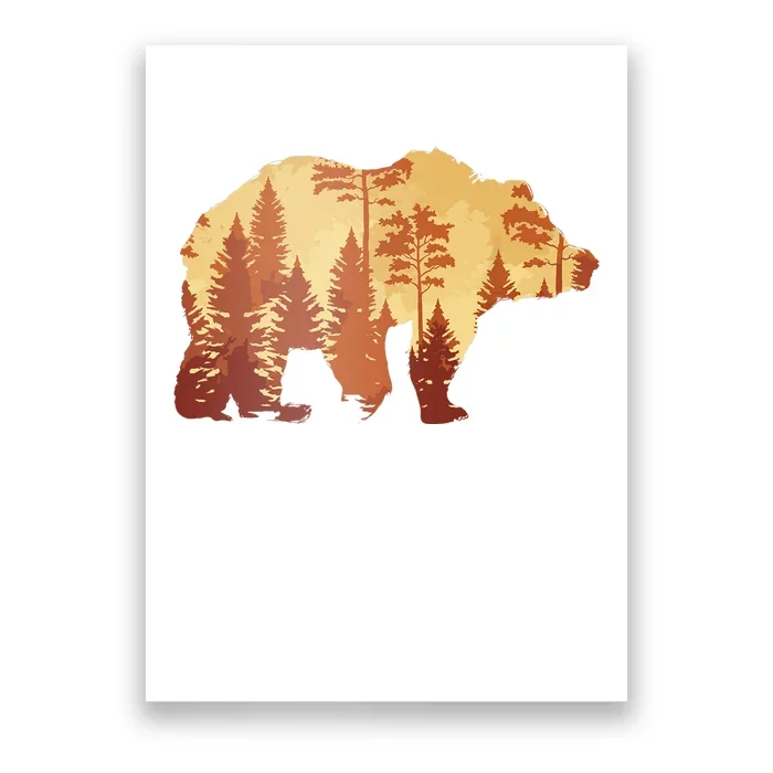 Autumn Forest Trees Fall Wildlife Animal Bear Lover Nature Poster