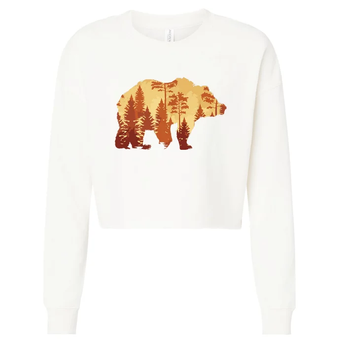 Autumn Forest Trees Fall Wildlife Animal Bear Lover Nature Cropped Pullover Crew