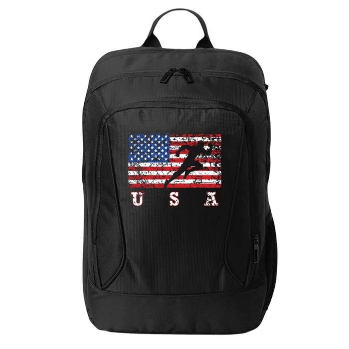 American Flag Track Field Usa Gift Track Team City Backpack