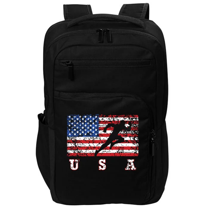 American Flag Track Field Usa Gift Track Team Impact Tech Backpack