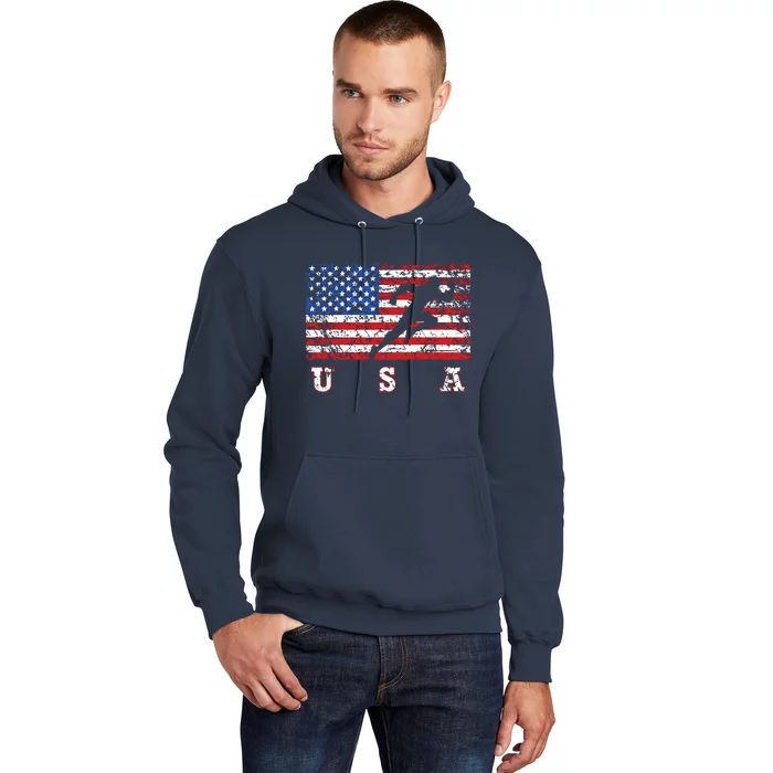 American Flag Track Field Usa Gift Track Team Hoodie