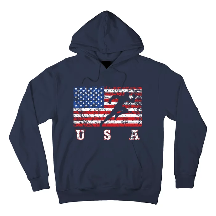 American Flag Track Field Usa Gift Track Team Hoodie