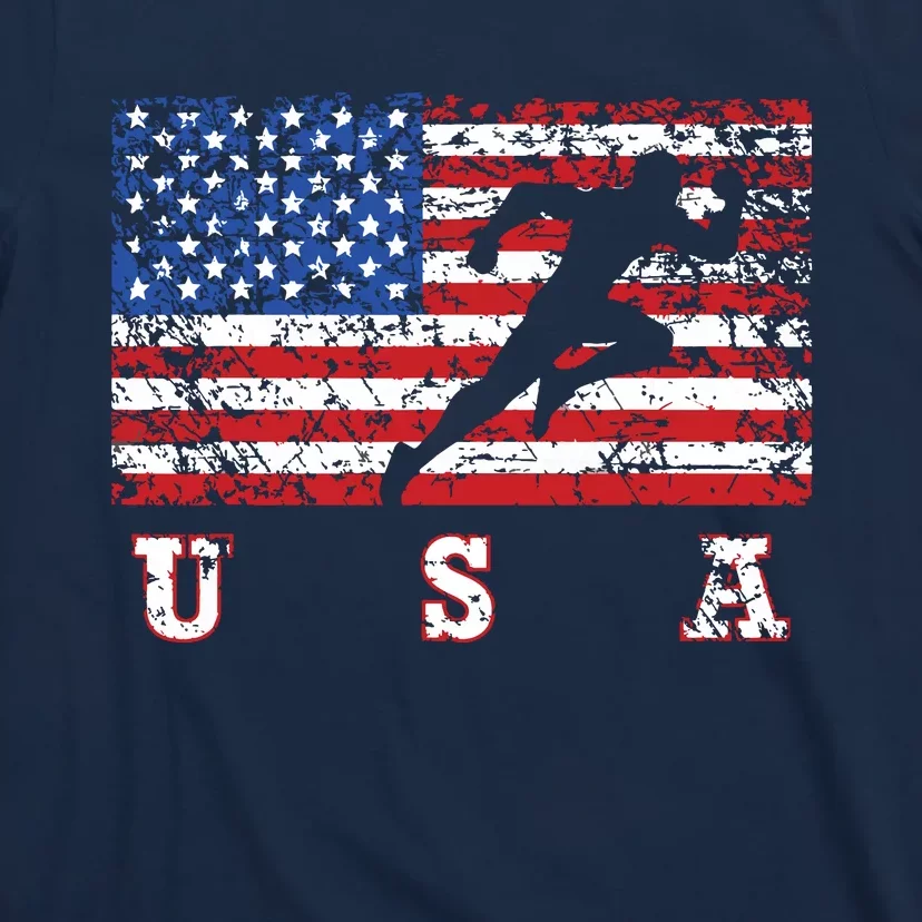 American Flag Track Field Usa Gift Track Team T-Shirt