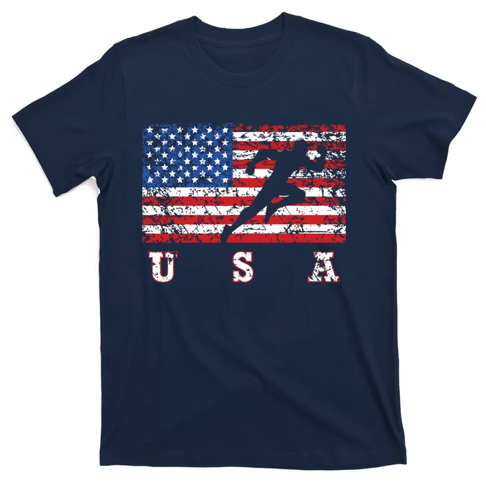 American Flag Track Field Usa Gift Track Team T-Shirt