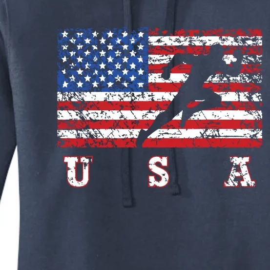 American Flag Track Field Usa Gift Track Team Women's Pullover Hoodie