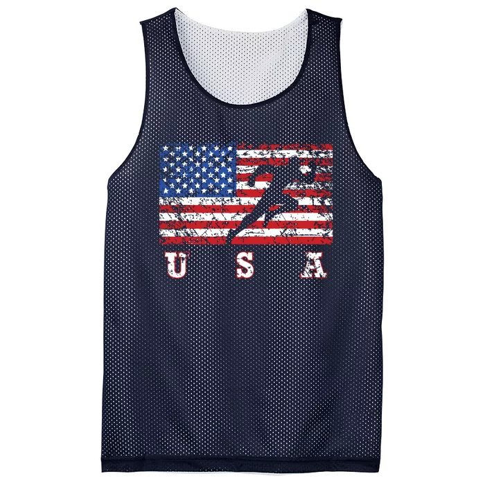 American Flag Track Field Usa Gift Track Team Mesh Reversible Basketball Jersey Tank