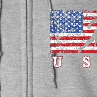 American Flag Track Field Usa Gift Track Team Full Zip Hoodie