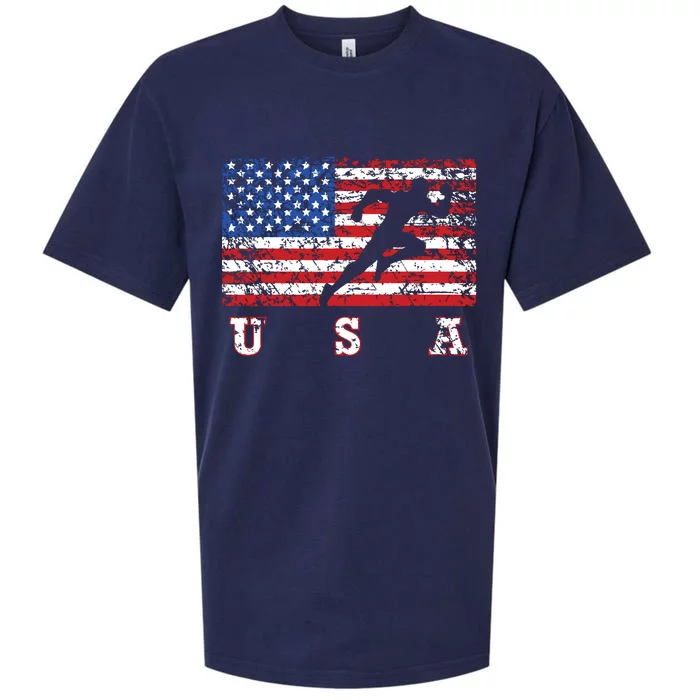 American Flag Track Field Usa Gift Track Team Sueded Cloud Jersey T-Shirt