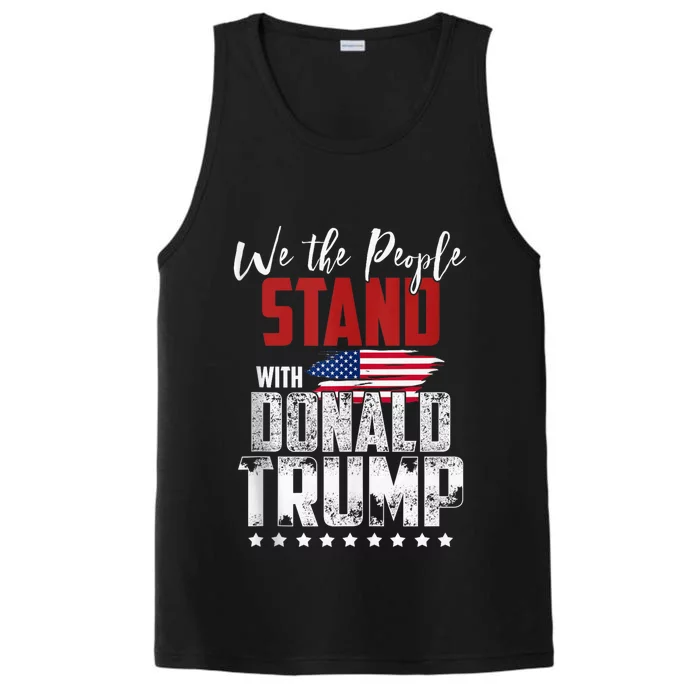 American Flag Trump 2024 We the People Stand With Trump 2024 Performance Tank