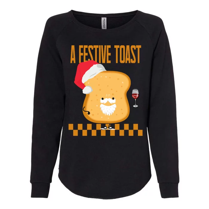 A Festive Toast Funny Christmas Womens California Wash Sweatshirt