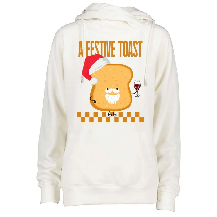 A Festive Toast Funny Christmas Womens Funnel Neck Pullover Hood