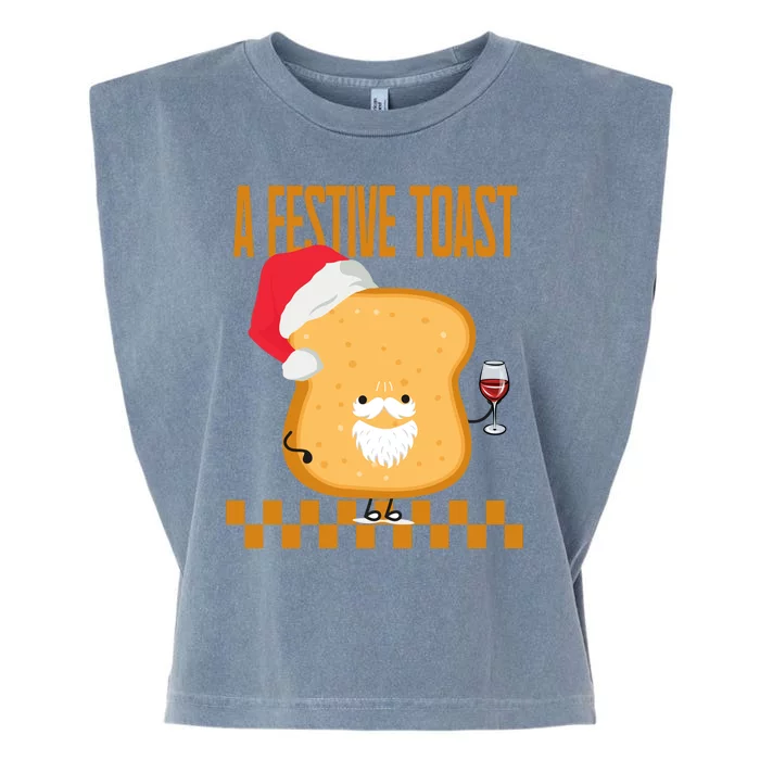 A Festive Toast Funny Christmas Garment-Dyed Women's Muscle Tee