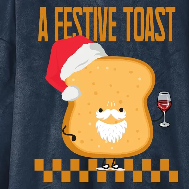 A Festive Toast Funny Christmas Hooded Wearable Blanket