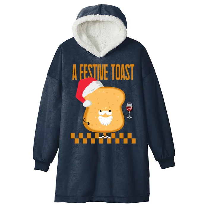 A Festive Toast Funny Christmas Hooded Wearable Blanket