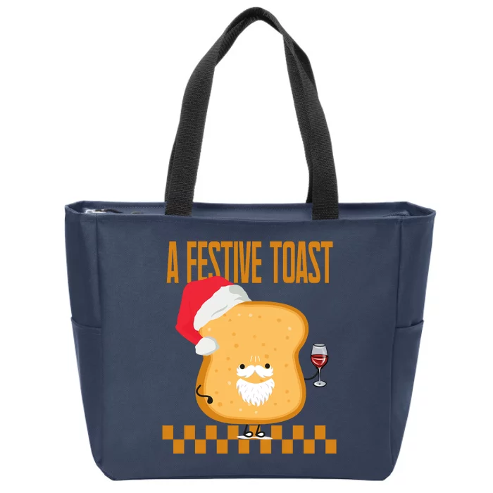 A Festive Toast Funny Christmas Zip Tote Bag