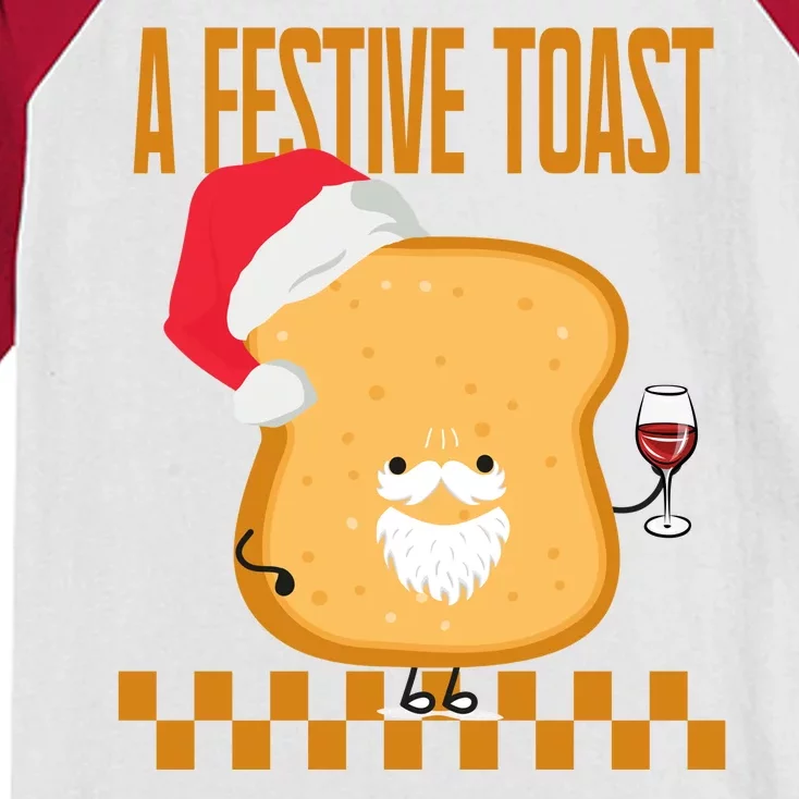 A Festive Toast Funny Christmas Kids Colorblock Raglan Jersey