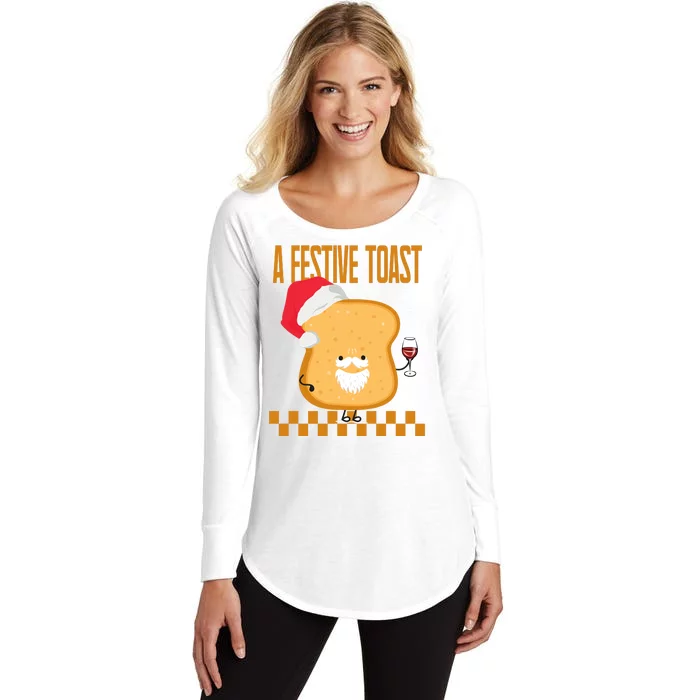 A Festive Toast Funny Christmas Women's Perfect Tri Tunic Long Sleeve Shirt