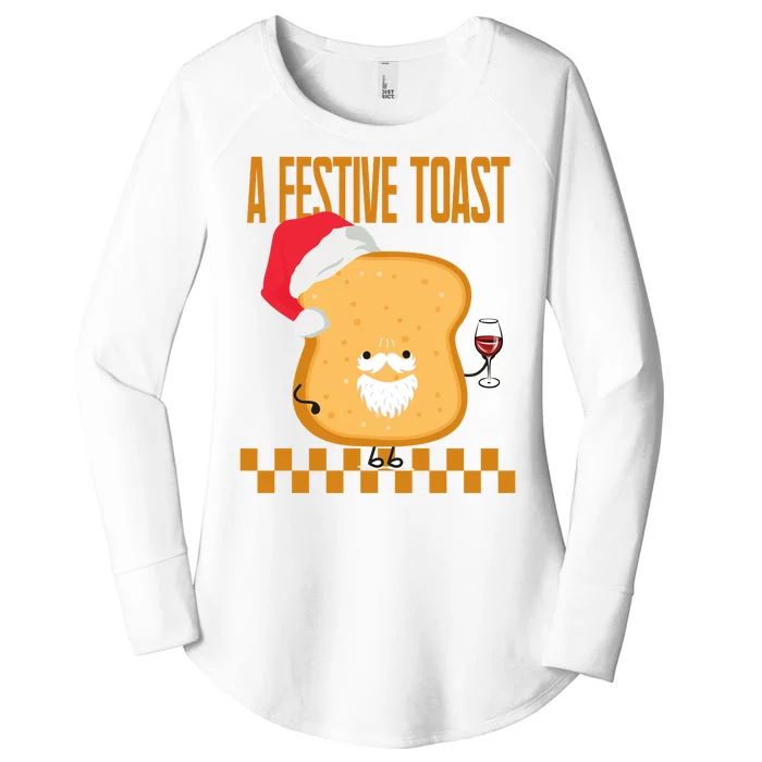 A Festive Toast Funny Christmas Women's Perfect Tri Tunic Long Sleeve Shirt