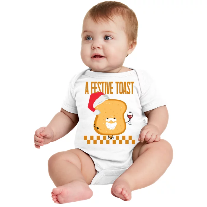 A Festive Toast Funny Christmas Baby Bodysuit