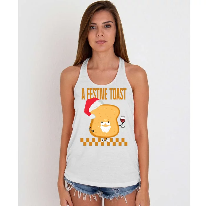 A Festive Toast Funny Christmas Women's Knotted Racerback Tank