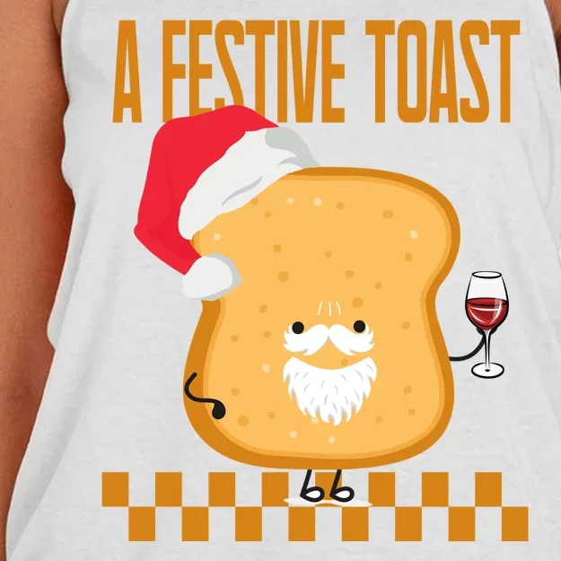 A Festive Toast Funny Christmas Women's Knotted Racerback Tank