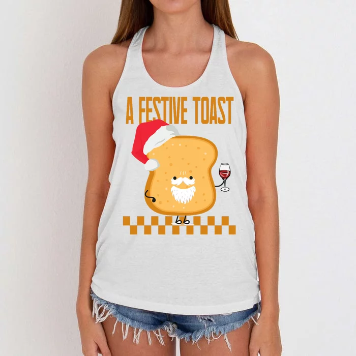 A Festive Toast Funny Christmas Women's Knotted Racerback Tank