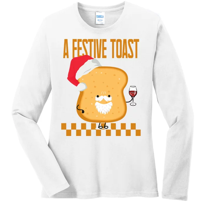 A Festive Toast Funny Christmas Ladies Long Sleeve Shirt